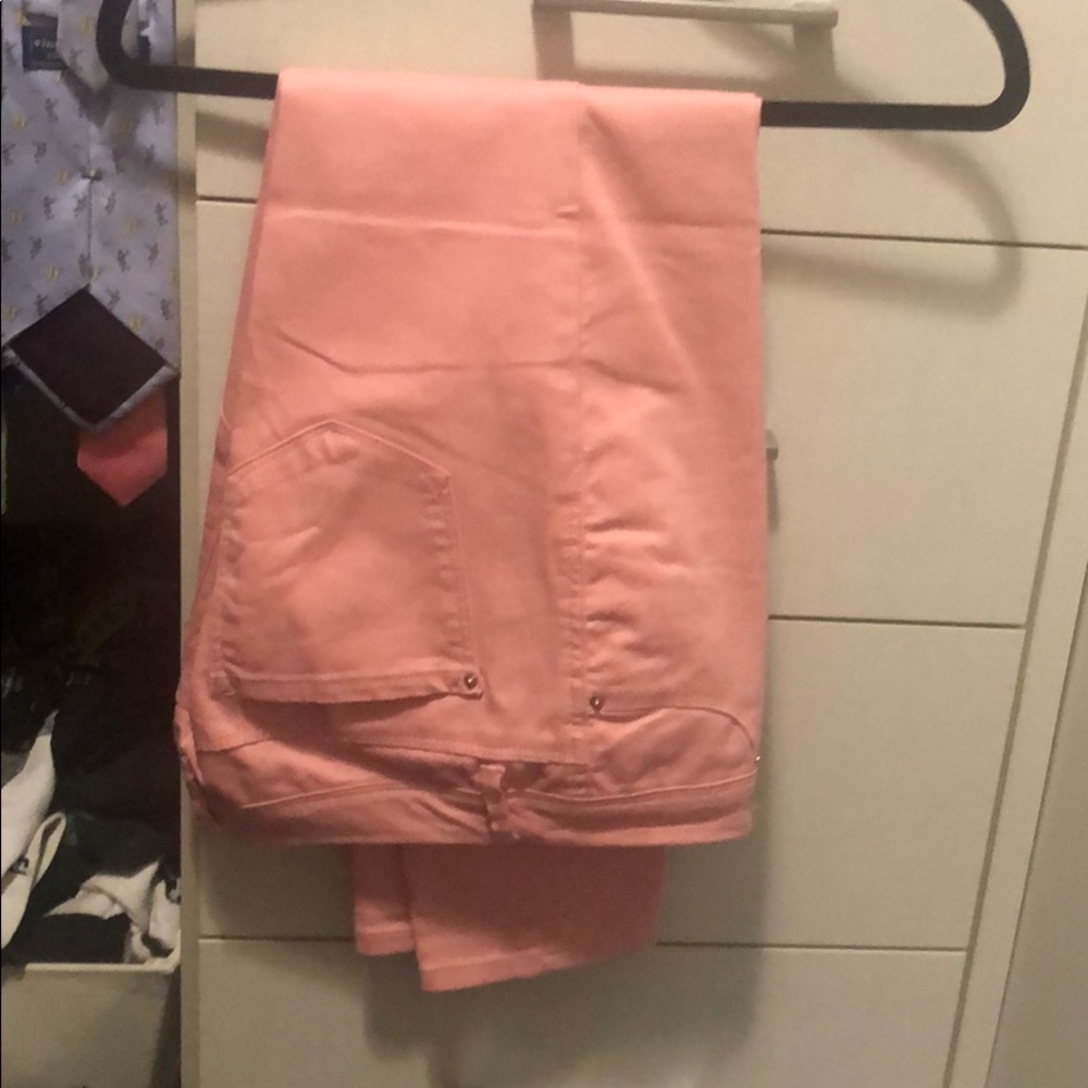 Salmon colored jeans